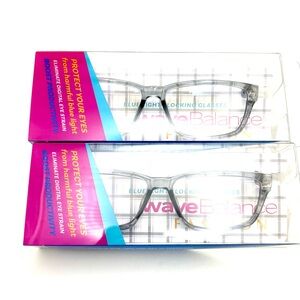 2 pairs blue light blocking Glasses Blake by Wavebalance Crystal Grey RX ready